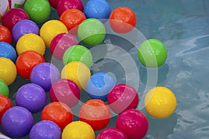 Colorful plastic balls in a pool