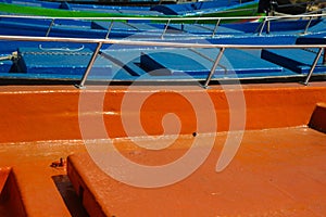 Colorful plastic boats in Camara Lobos vilage Madeira