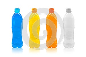 Colorful plastic bottle isolated on white background. Template of water drink package for your design.  Clipping paths or cut out