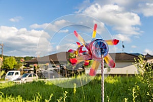 Colorful plastic bottle windmill