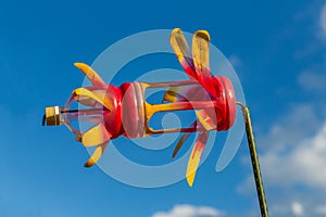 Colorful plastic bottle windmill