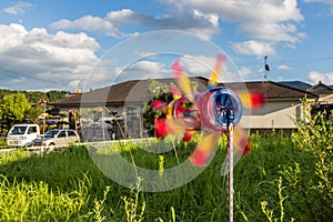 Colorful plastic bottle windmill