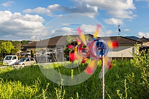 Colorful plastic bottle windmill