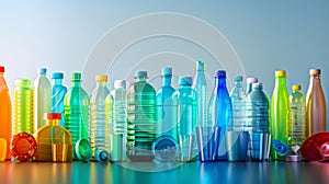 The colorful plastic bottles.AI generated image