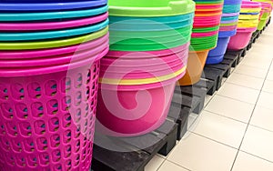 Colorful plastic buckets