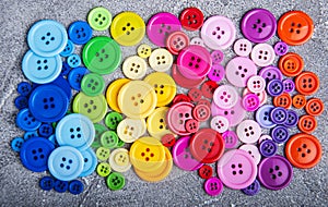 Colorful plastic clothing buttons