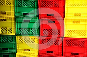 Colorful plastic crates.