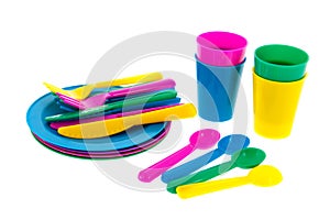 Colorful plastic crockery