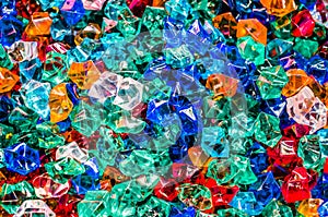 Colorful plastic crystals and colorful of background