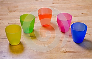 Colorful plastic cups