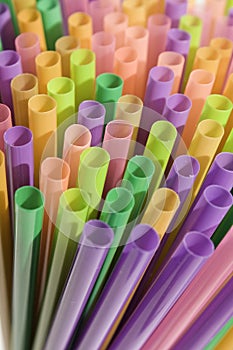 Colorful plastic drinking straws