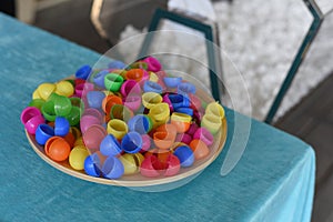 Colorful Plastic egg boxes.