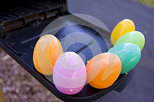 Colorful Plastic Eggs in the Mailbox