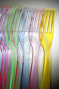 Colorful plastic forks