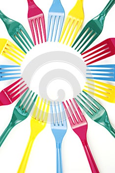 Colorful Plastic Forks Background