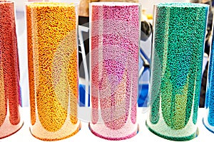 Colorful plastic granular polymer