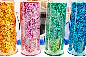 Colorful plastic granular polymer