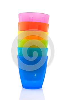 Colorful plastic mugs