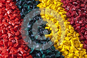 Colorful plastic polymer granules