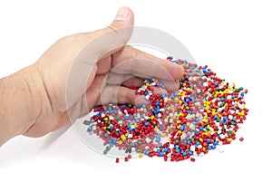 Colorful plastic polymer granules