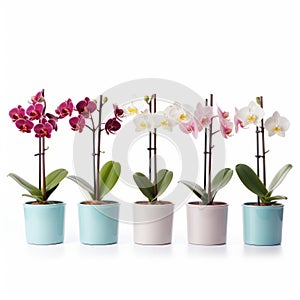 Colorful Plastic Pots With Vibrant Orchids - Stunning Home Decor