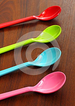 Colorful plastic spoons