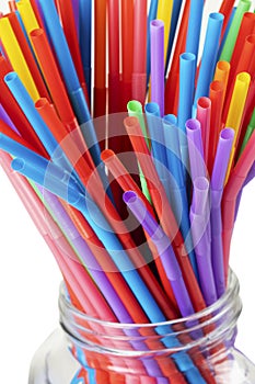 Colorful plastic straws used to illustrate plastic pollution