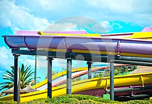 Colorful plastic water-slides.