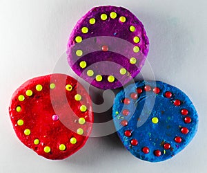 Colorful Plasticine or Clay Three plates