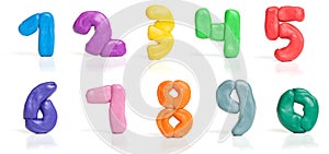 Colorful plasticine digits