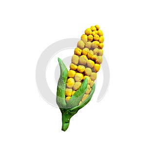 Colorful plasticine handmade 3D sweet corn icon isolated on white background photo