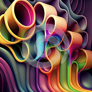 Colorful plasticpipes background, ai generation