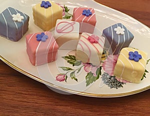 Colorful plate of petit fours