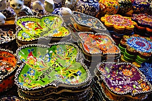 Colorful plates from Asia market