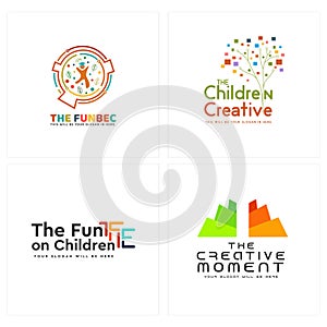 Colorful playful children education logo design