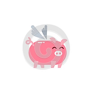 Colorful playful fun drawing of pig piglet for Logo mascot and icon or sign template vector stock illustration