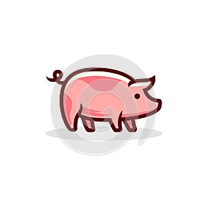 Colorful playful fun drawing of pig piglet for Logo mascot and icon or sign template vector stock illustration