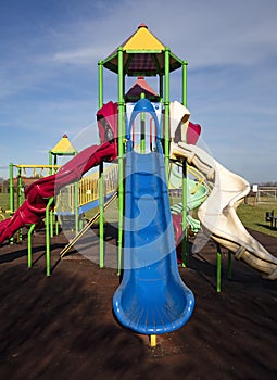 Colorful playground otdoor with slides photo
