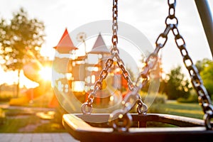 Colorful playground in the park blurred