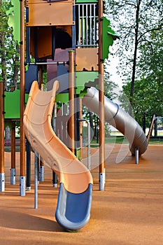 Colorful playground with swings and slides