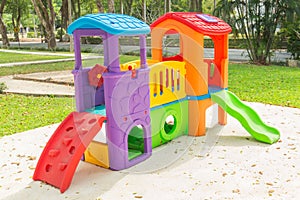 Colorful playground on yard in the park