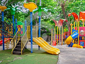 Colorful playground on yard in the park