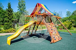 Colorful playground on yard in the park