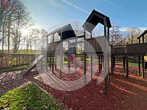 Colorful playground on yard in the park.