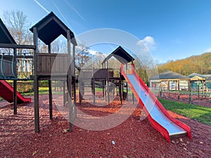 Colorful playground on yard in the park.