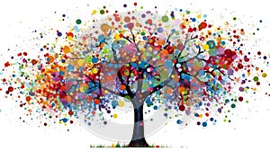 Colorful Pointillist Tree Artwork