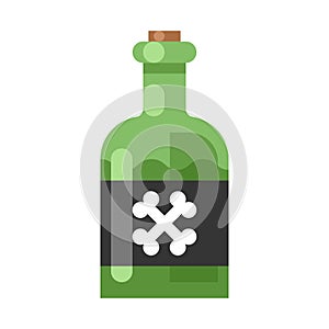 Colorful poison bottle icon vector flat illustration. Death chemical beverage or toxic mortal drink