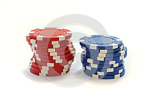 Colorful Poker Chips Isolated On White