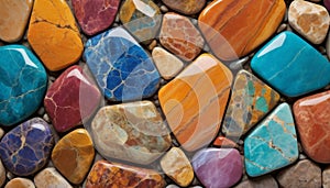 Colorful Polished Gemstones Closeup