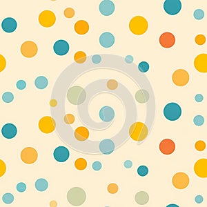 Colorful polka dot pattern on a cream background